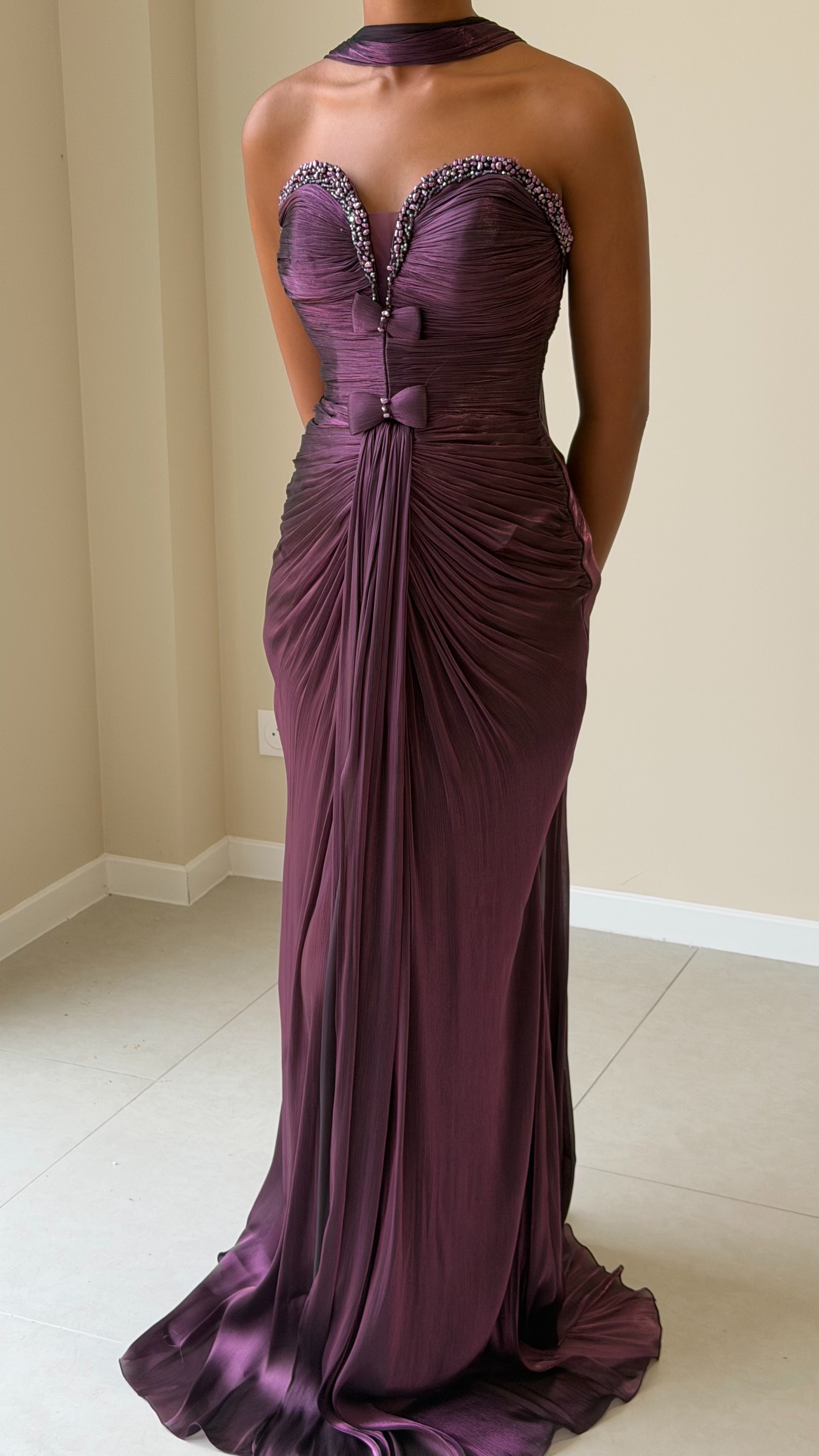 The Uzma Dress - Prune nacré