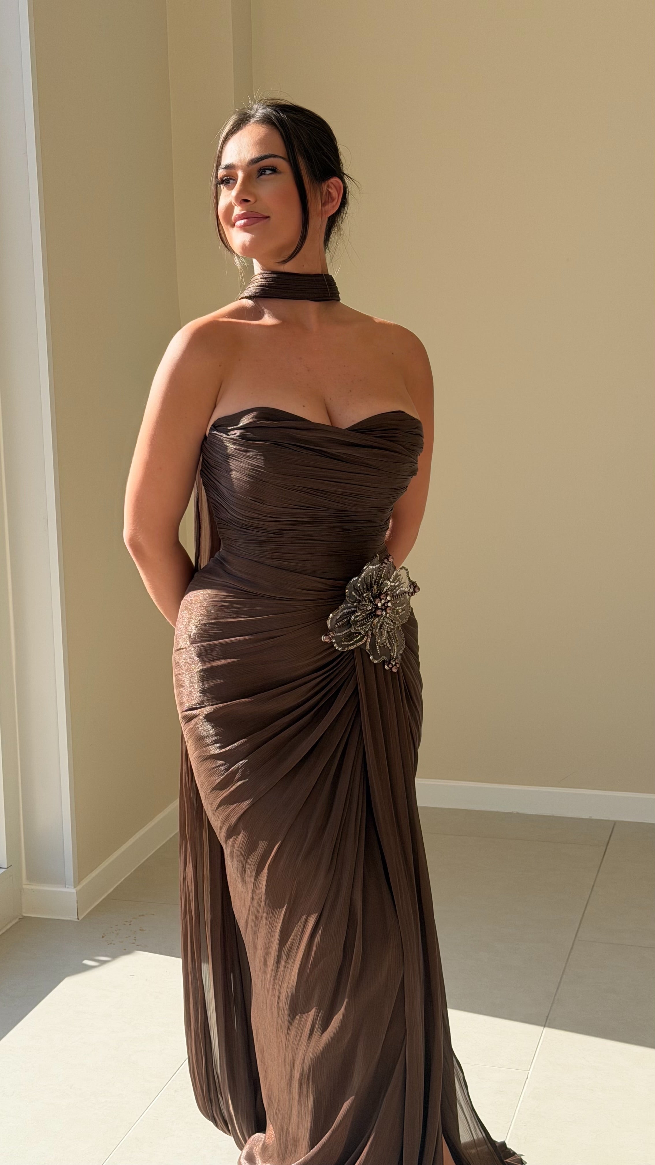 The Indila Dress - Marron
